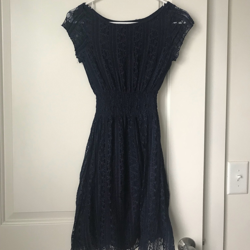 Navy Charlotte Russe Lace Dress, S, EUC